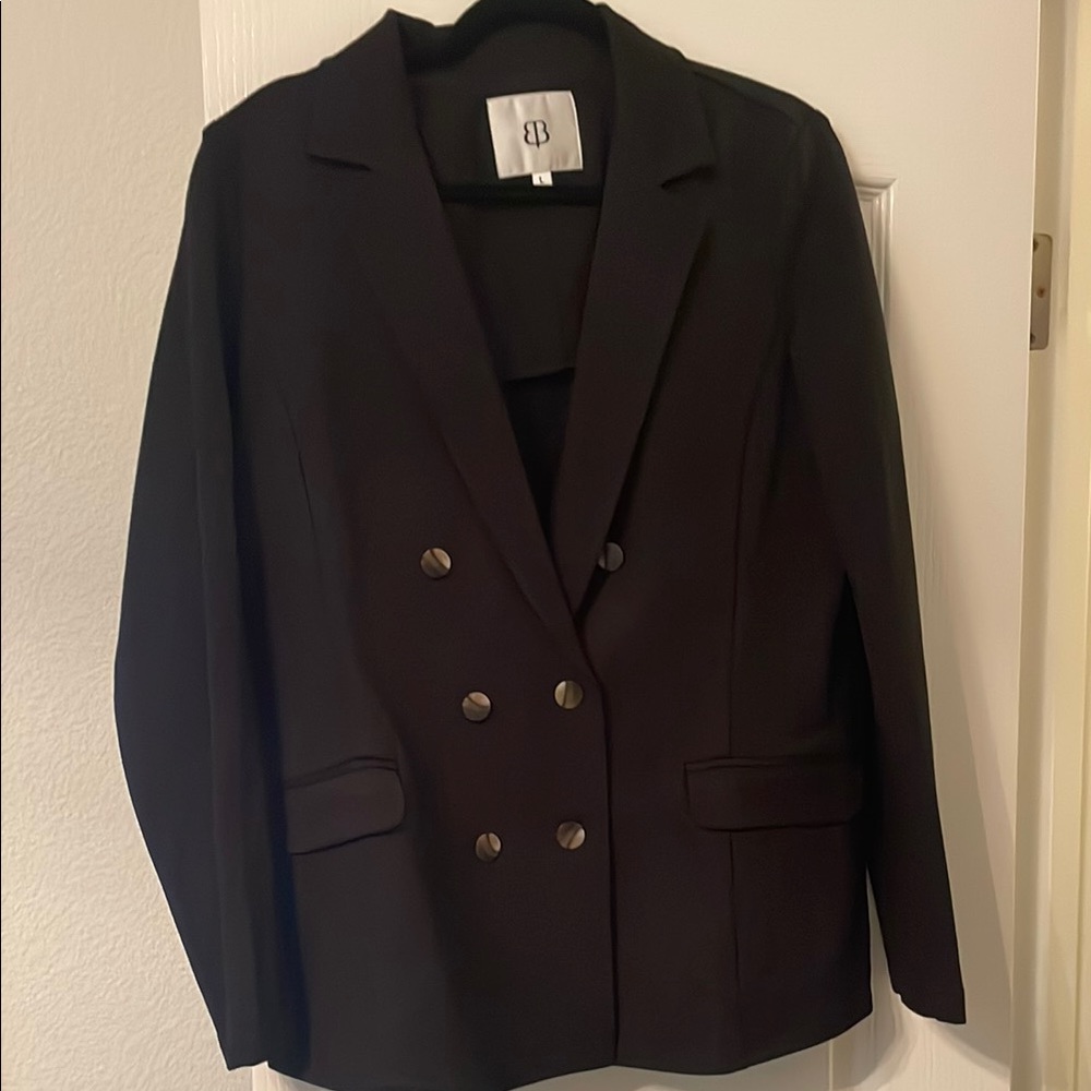 Betabrand Black Double-Breasted Blazer
